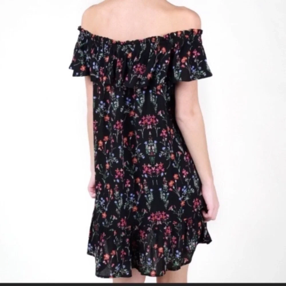 Altar’d State Black Floral Off Shoulder Dress EUC